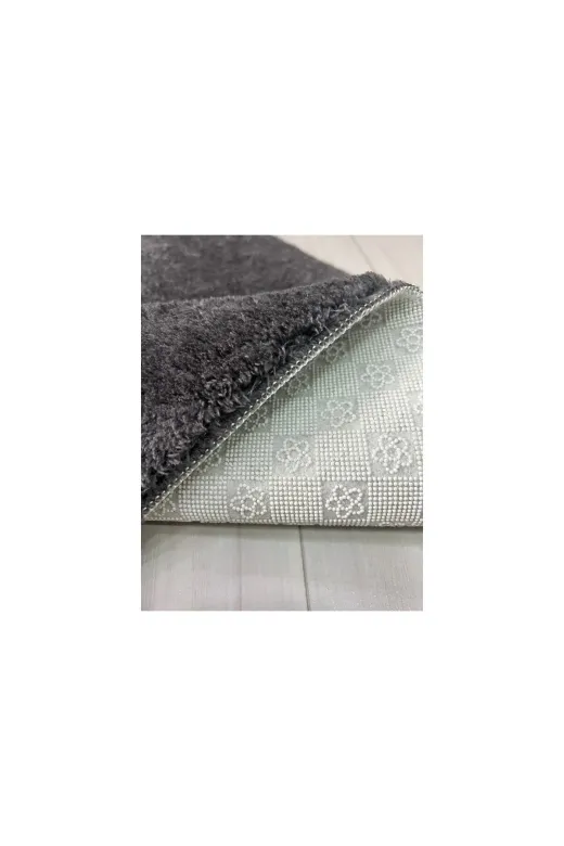 Bünyan Halı 2li antrasit 2 Li Banyo Halısı Peluş Post Halı Gri