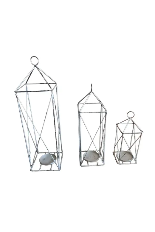 burefe AN-0106 Modern Geometrik Metal Mumluk Seti (3 Boy)