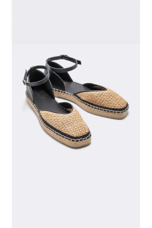Butik nb06 Noble Shoes Hasır&deri Espadril Sandalet