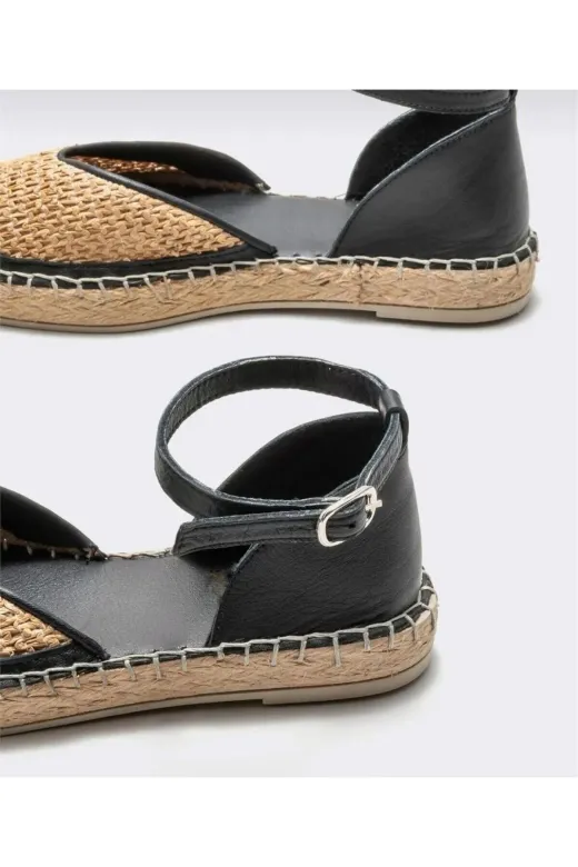 Butik nb06 Noble Shoes Hasır&deri Espadril Sandalet
