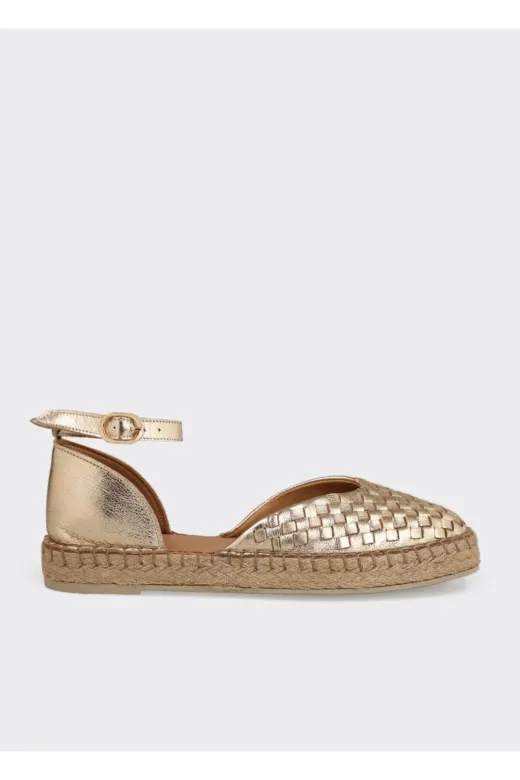 Butik nb11 Noble Shoes Hakiki Deri Gold Espadril Sandalet