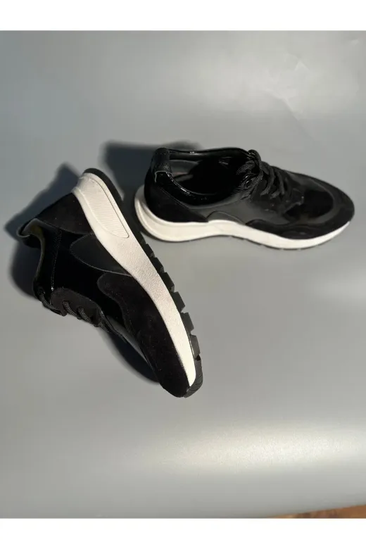 Butik nb66 Noble Shoes Hakiki Deri Siyah Sneaker