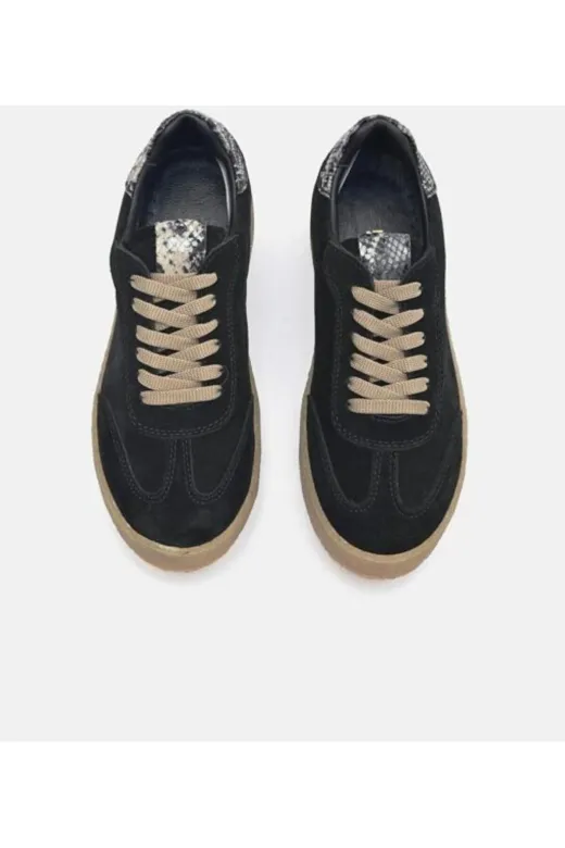 Butik SMT22 Noble Shoes Hakiki Deri Süet Siyah Sneaker