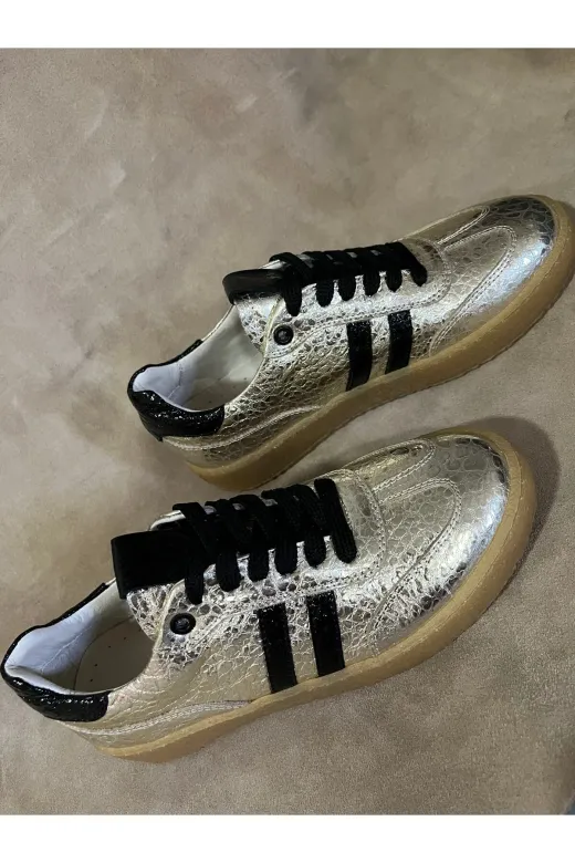 Butik SMT6 Noble Shoes Hakiki Deri Altın Sneaker