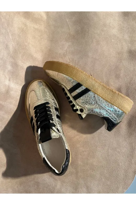 Butik SMT6 Noble Shoes Hakiki Deri Altın Sneaker