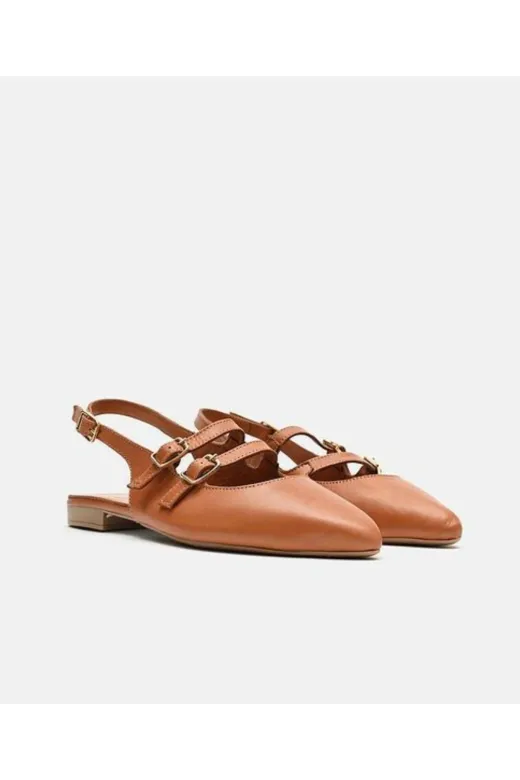 Butik SMT8 Noble Shoes Hakiki Deri Sivri Burun Kadın Sandalet