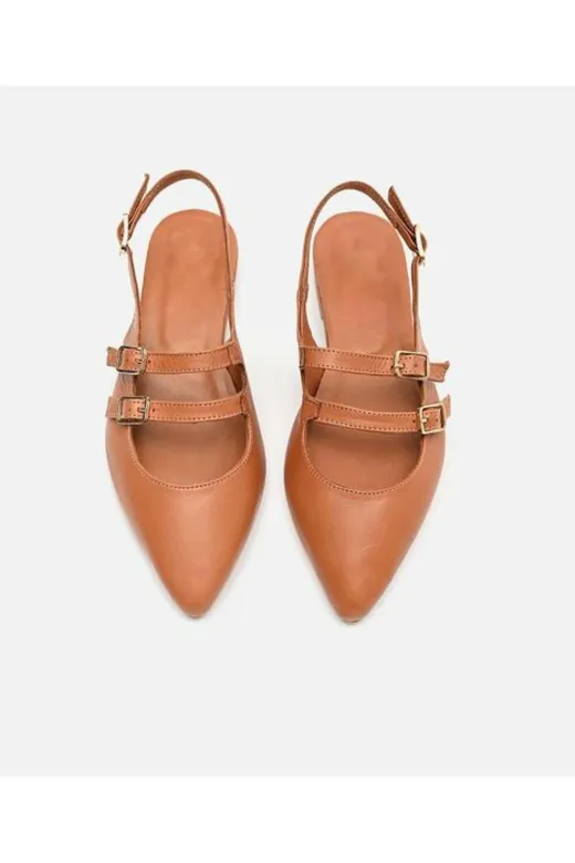 Butik SMT8 Noble Shoes Hakiki Deri Sivri Burun Kadın Sandalet