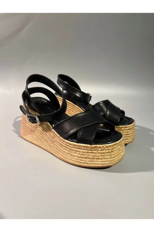 Butik TYCDB71849DB6C75B58678B00 Noble Shoes Hakiki Deri Dolgu Topuk Kadın Sandalet