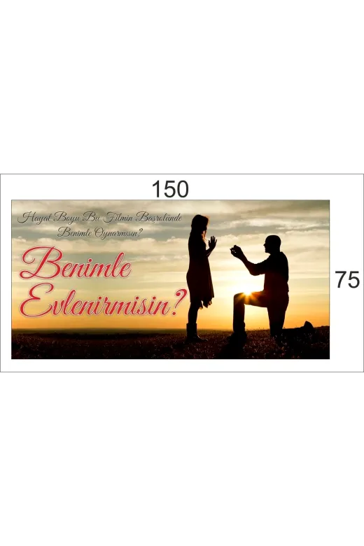 ButikAtölyeSign Brn08 Evlilik Teklifi Afiş Benimle Evlenir Misin Pankart Poster Branda 150 X 75 Cm