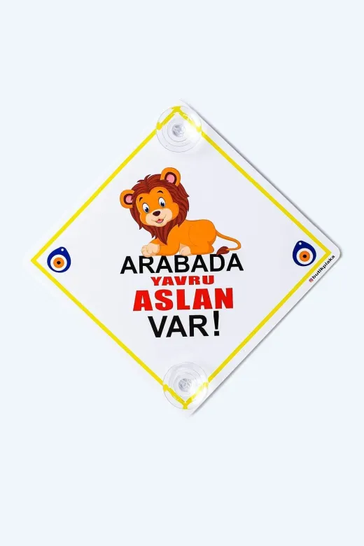 BUTİKPLAKA butikplaka224110480 Dikkat Arabada Bebek Var/pleksi 15X15 Cm 3 Mm Ikaz Levhası/minik Aslan