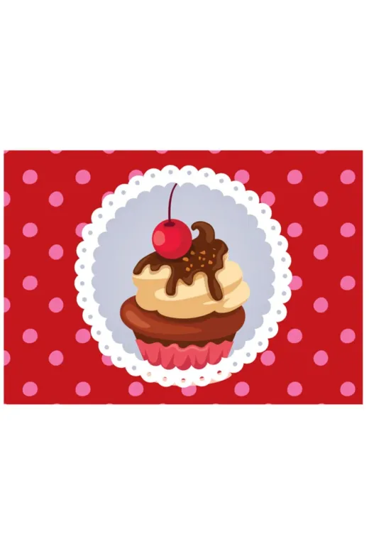 Byken byken1521 6'lı Kırmızı Cupcake Desenli Amerikan Servis