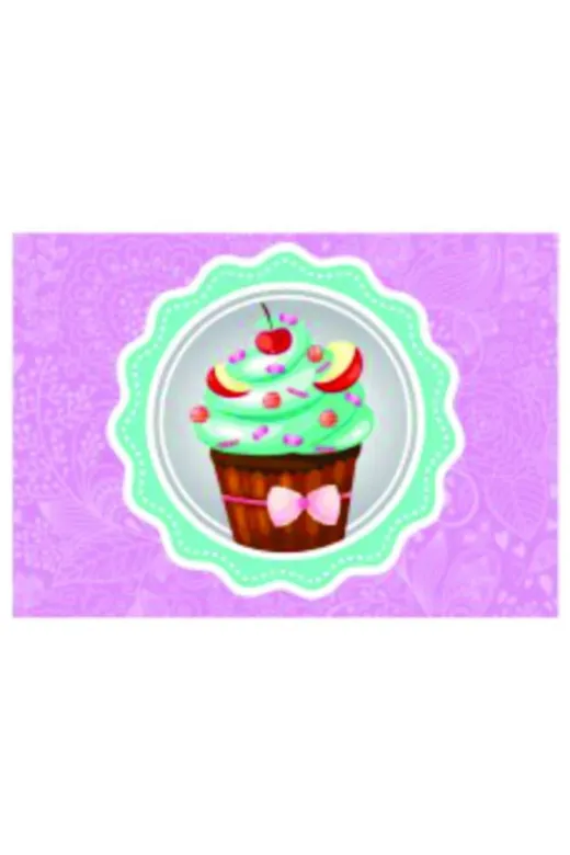 Byken byken1522 6'lı Mor Cupcake Desenli Amerikan Servis