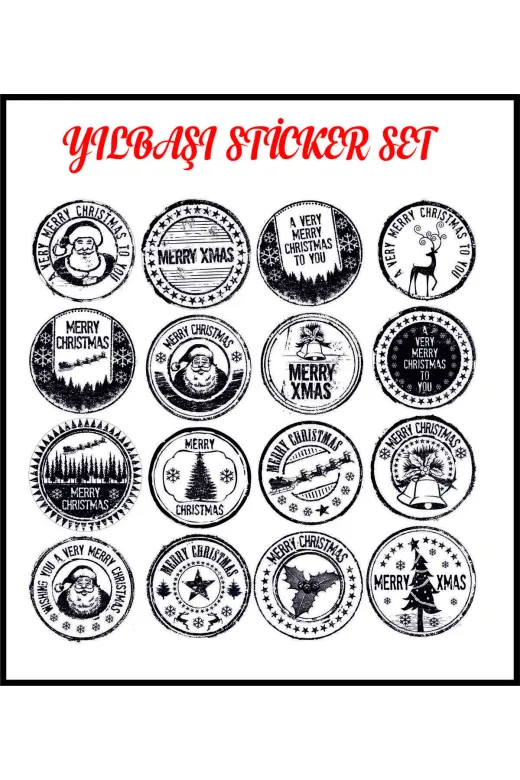 Byken TYC6HUB74N170214259745001 32 Lı Yılbaşı Sticker Set