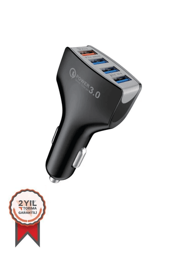 C20-BLACK Torima C20 4 Port Araç Hızlı Şarj 3.0 Çift Usb Adaptörü Siyah