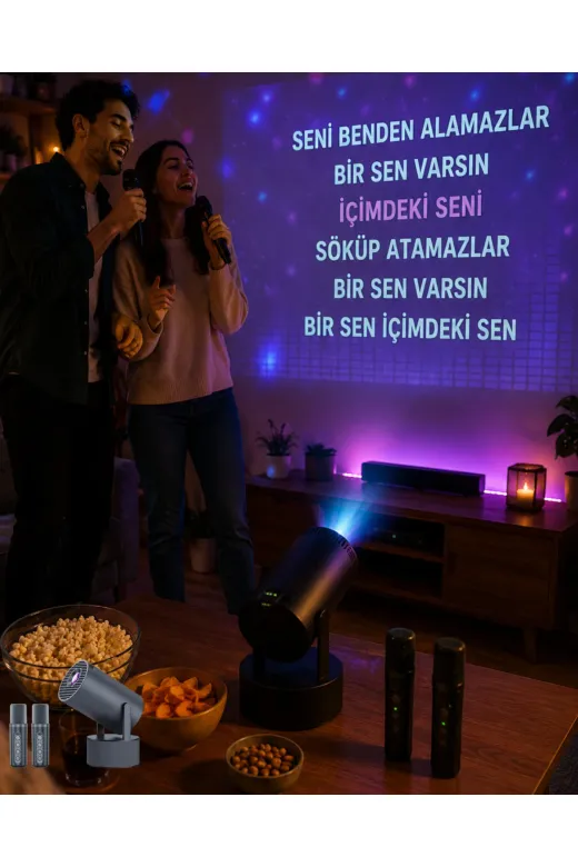 calperia LsnN-1502683-Callp 3Ü 1 Arada Karaoke Ve Projeksiyon Sistemi Çift Mikrofon Destekli - Lisinya