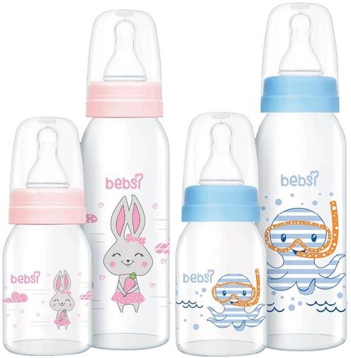 Cam Biberon Seti (250ml+125ml) Seçenekli (Mavi/Pembe)