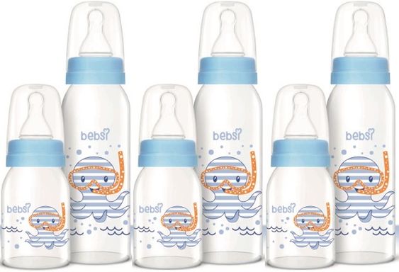 Cam Biberon Seti Mavi (250ML+125ML) (3 Lü Set)