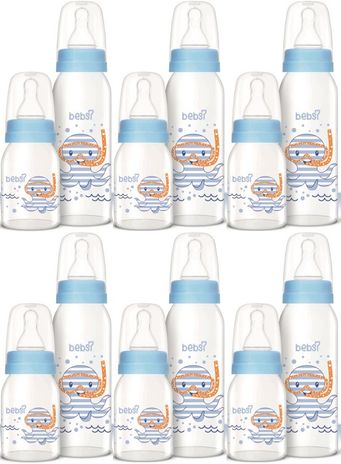 Cam Biberon Seti Mavi (250ML+125ML) (6 Lı Set)