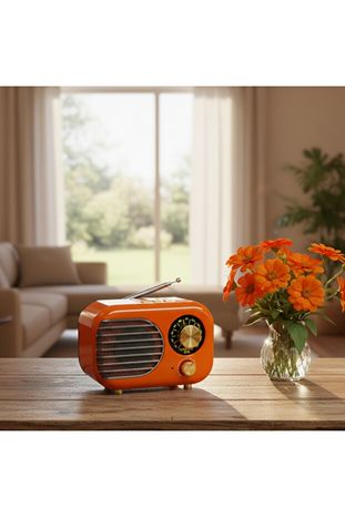 Cameron Vintage Turuncu Nostaljik Ve Dekoratif Radyo (Bt+Fm+Usb+Sd) Cm-101-