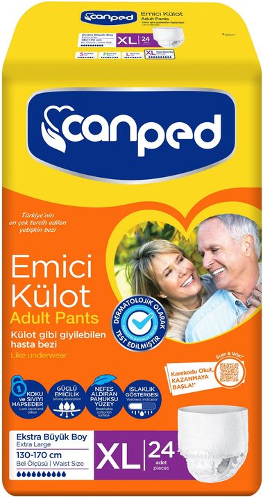 Canped Emici Külot Yetişkin Bezi XL - Ekstra Büyük - Extra Large 24 Adet Fırsat Pk