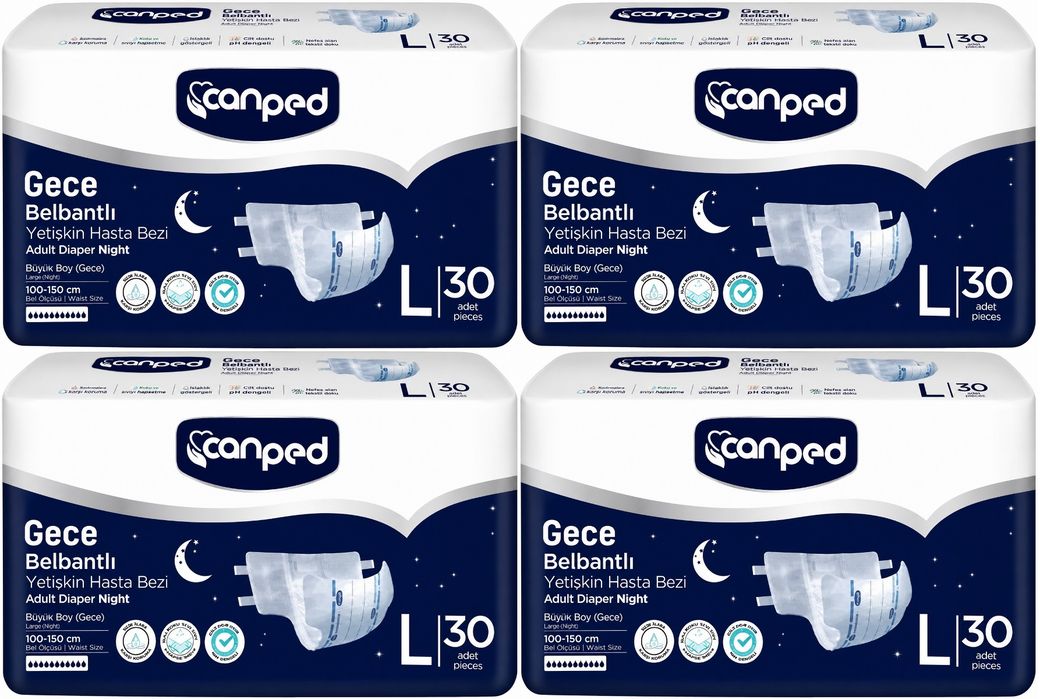 Canped Yetişkin Bezi Bel Bantlı Gece Night L - Büyük - Large 120 Adet