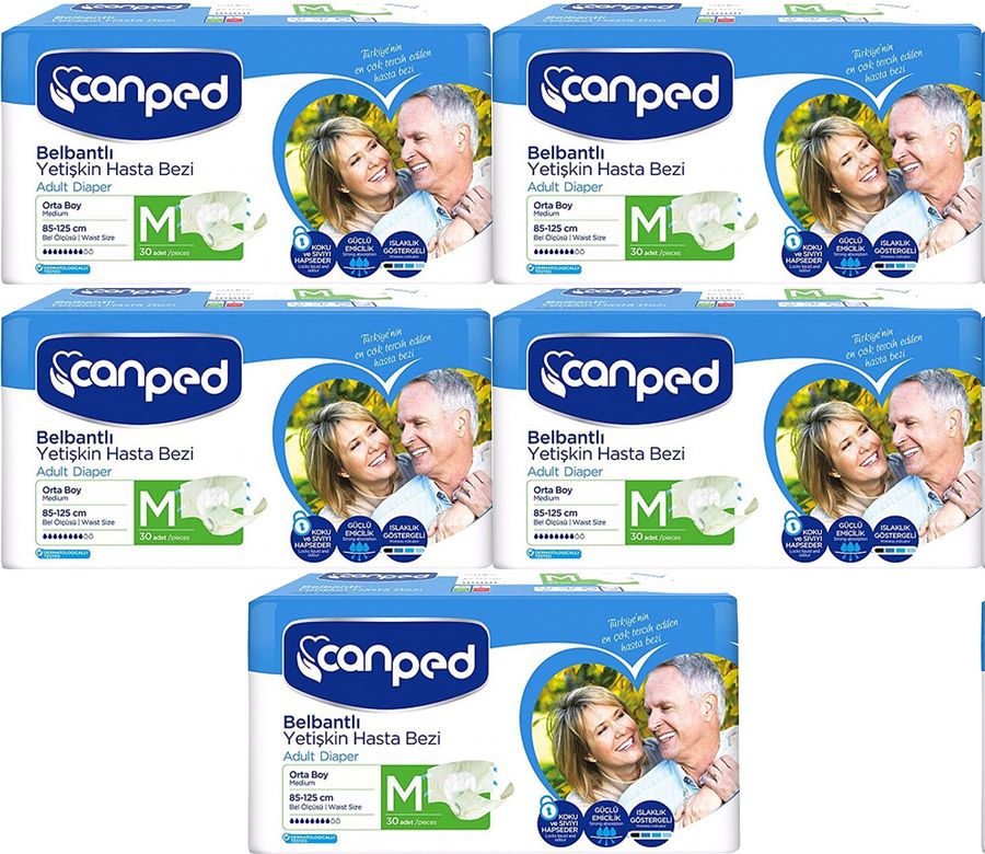 Canped Yetişkin Bezi Bel Bantlı Polietilen M - Orta - Medium 150 Adet