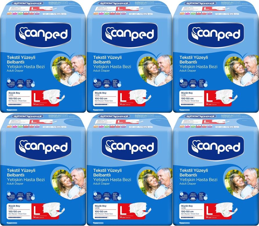 Canped Yetişkin Bezi Bel Bantlı Tekstil Yüzey L - Büyük - Large 84 Adet