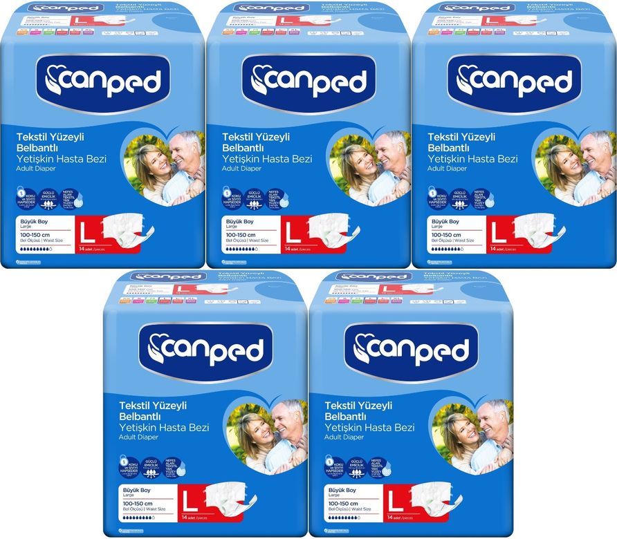 Canped Yetişkin Bezi Bel Bantlı Tekstil Yüzey L - Büyük - Large 70 Adet
