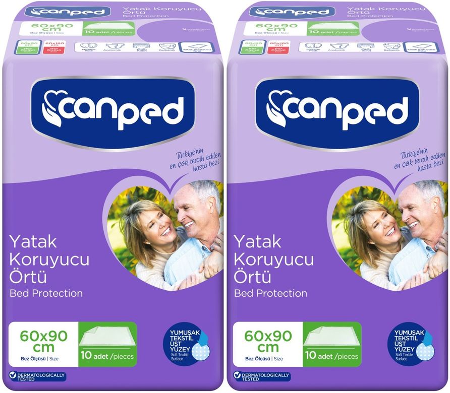 Canped Yetişkin Yatak Koruyucu Örtü  60*90 CM 20 Adet (2PK*10)