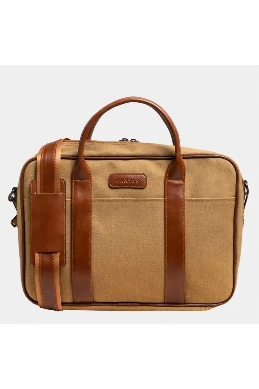CANTAŞ GSK30C Retro Kanvas 40X29 Evrak Ve Laptop Çantası 15 İnç Camel