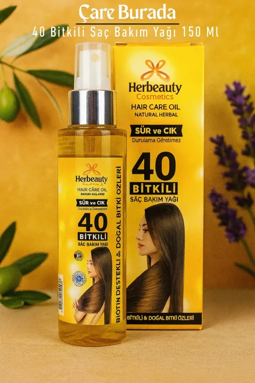 Çare Burada 40bitkisaçbakımyağı Herbeauty - 40 Bitkili Saç Bakım Yağı 150 Ml (Durulama Gerektirmez)