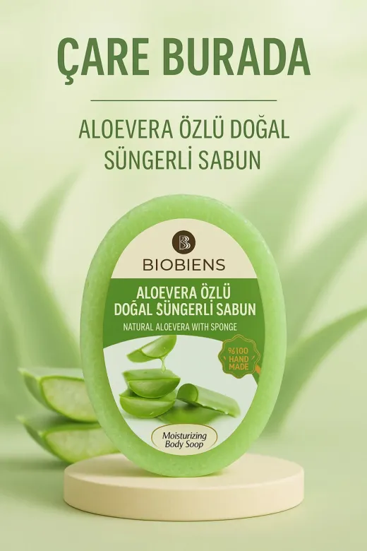 Çare Burada aloeverasüngerlisabun Biobiens - Aloevera Özlü Doğal Süngerli Sabun 135 Gr