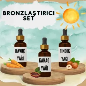 Çare Burada Bronzlaştırıcı Bitkisel Set Havuç Yağı 20 ml + Kakao Yağı 20 ml + Fındık Yağı 20 ml