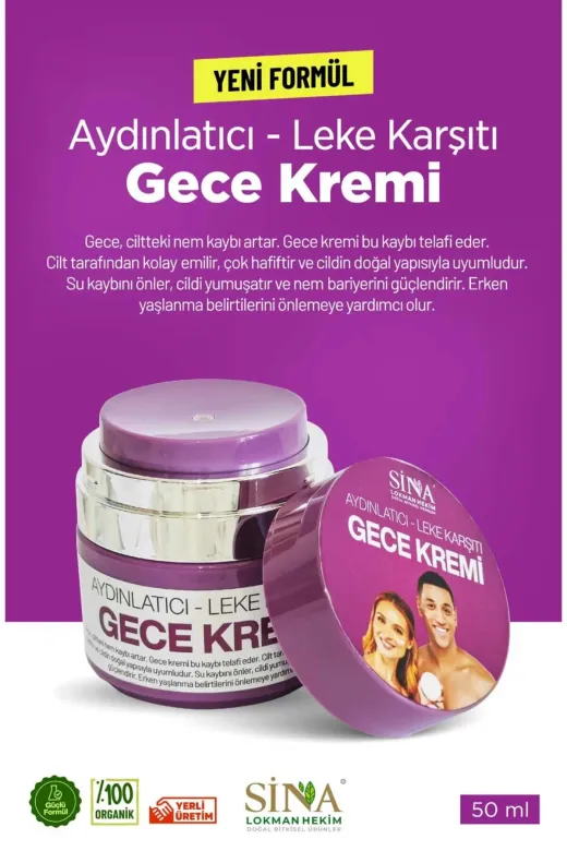 Çare Burada gecekremi Sina - Aydınlatıcı & Leke Karşıtı Gece Kremi 50 Ml