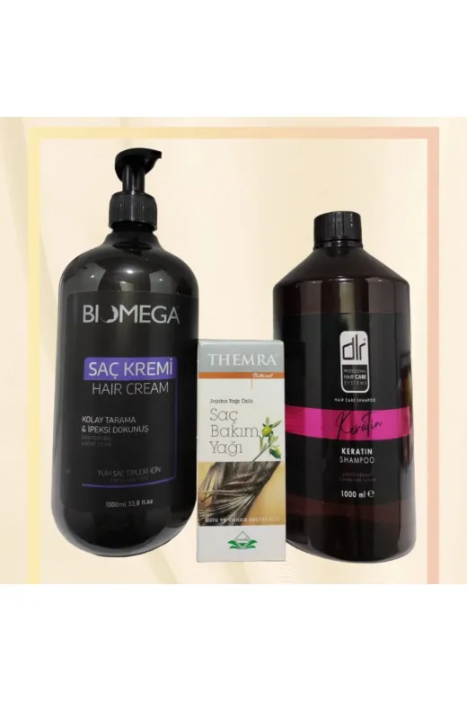 Çare Burada jijijabshz Jojoba Özlü Saç Bakım Yağı+ Saç Kremi 1Lt + Keratin Şampuan 1 Lt