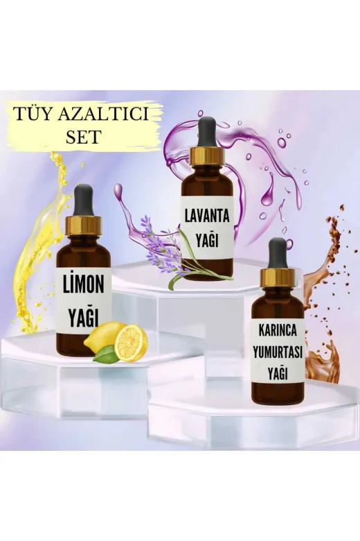 Çare Burada P3768S4218 Tüy Azaltıcı Set Limon Yağı 20 Ml + Lavanta Yağı 20 Ml + Karınca Yumurtası Yağı 20 Ml