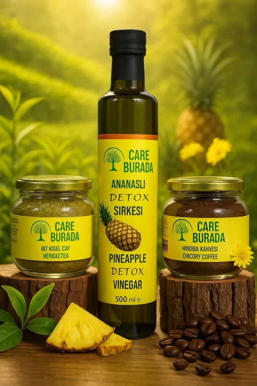 Çare Burada P5455S6908 Çareburada Detox Seti ( Ananas Sirkesi, Hindiba Kahvesi, Bitkisel Çay )