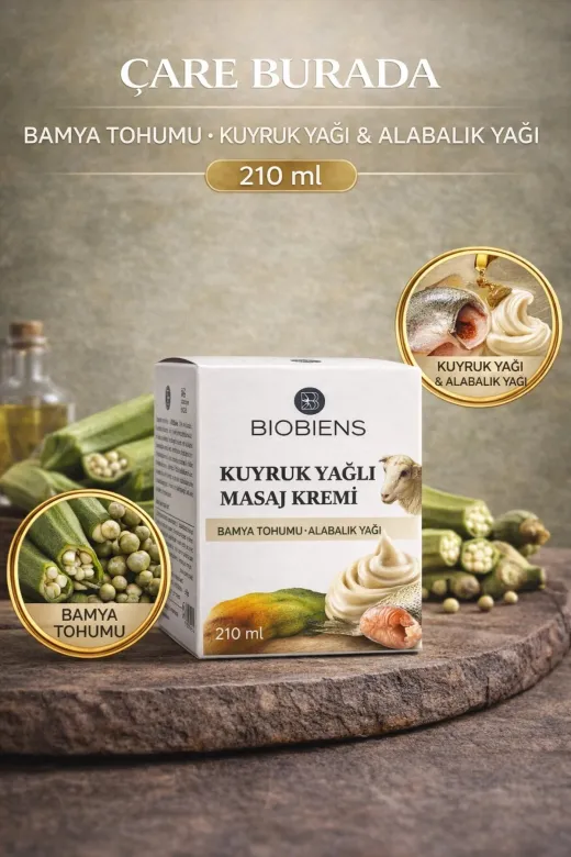 Çare Burada P5635S9178 Kuyruk Yağı & Alabalık Yağı & Bamya Tohumlu Masaj Kremi 210 Ml