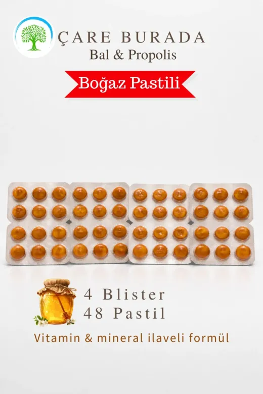 Çare Burada P5808S7687 Çareburada Bal & Propolis Boğaz Pastili 48 Adet
