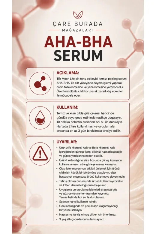Çare Burada P5860S4909 Moonlife - Aha & Bha Serum 30 Ml (%15 Aha & %2 Bha)