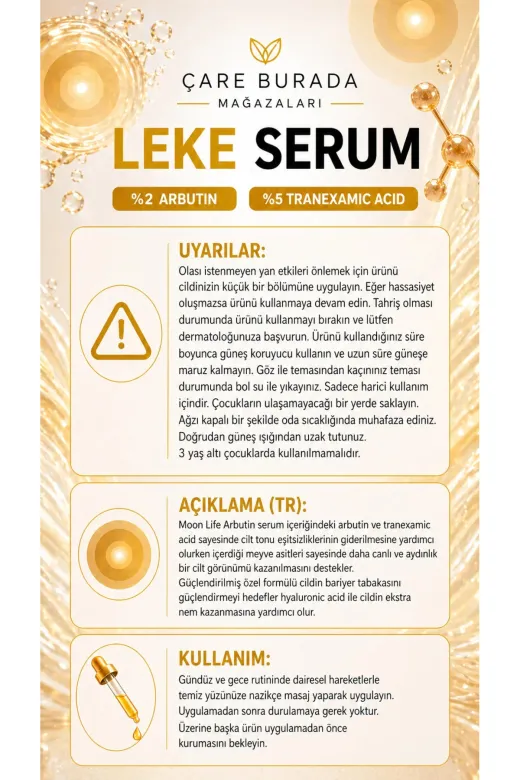 Çare Burada P5862S265 Moonlife - Leke Serumu 30 Ml (%2 Arbutin & %5 Tranexamic Acid)