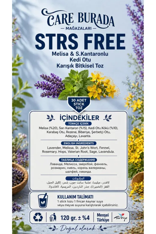 Çare Burada P5876S1756 Dr. Bronos - Strs Free 30'lu Stick Çay (Melisa & Kantaron & Kedi Otlu)