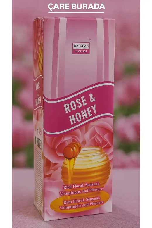 Çare Burada rosehoneytütsü Darshan Incense - Rose & Honey 20'li Çubuk Tütsü (Gül & Bal)