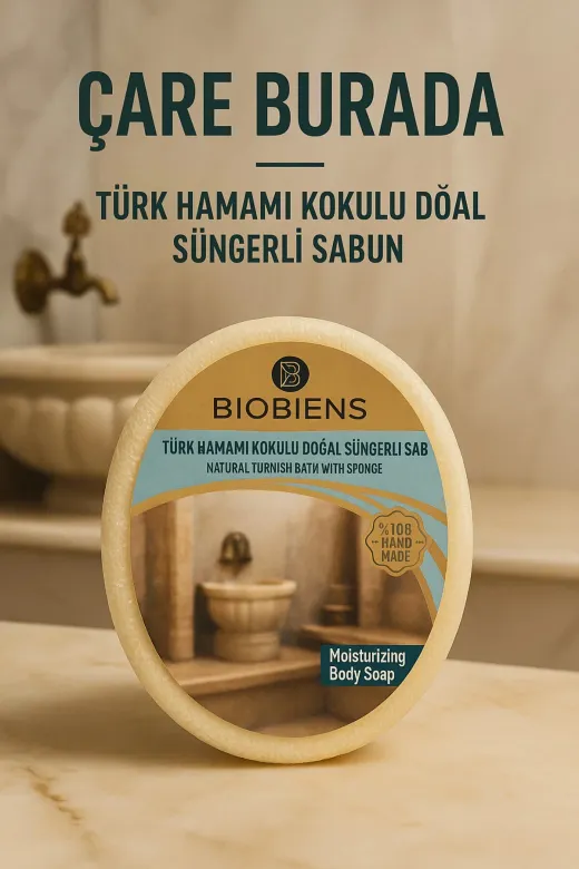 Çare Burada türkhamamısüngerlisabun Biobiens - Türk Hamamı Kokulu Doğal Süngerli Sabun 135 Gr