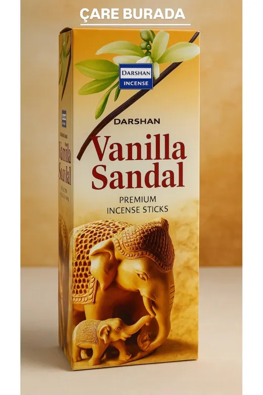 Çare Burada vanillasandaltütsü Darshan Incense - Vanilya & Sandal 20'li Çubuk Tütsü (Meditasyon & Derin Rahatlama)