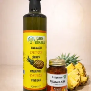 ÇareBurada Ananaslı Detoks Sirke 500 ml. + Bromelain 60 Tablets