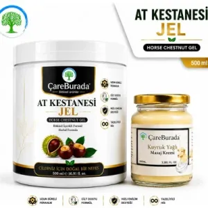 ÇareBurada At Kestanesi Jel 500 ml. & ÇareBurada Kuyruk Yağlı Masaj Kremi 100 ml. | Ferahlatıcı Jel, Besleyici Masaj Kremi