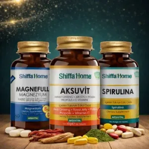 ÇareBurada Enerji Arkadaşları Set 1 Magnefull Magnezyum 60 tablet + Aksuvit 60 tablet + Spirulina 60 tablet