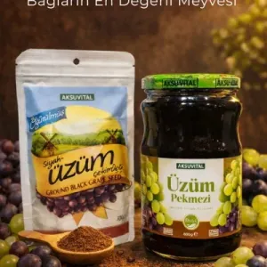 ÇareBurada Vital Üzüm Pekmezi 800 g  + Öğütülmüş Siyah Üzüm Çekirdeği 100 g