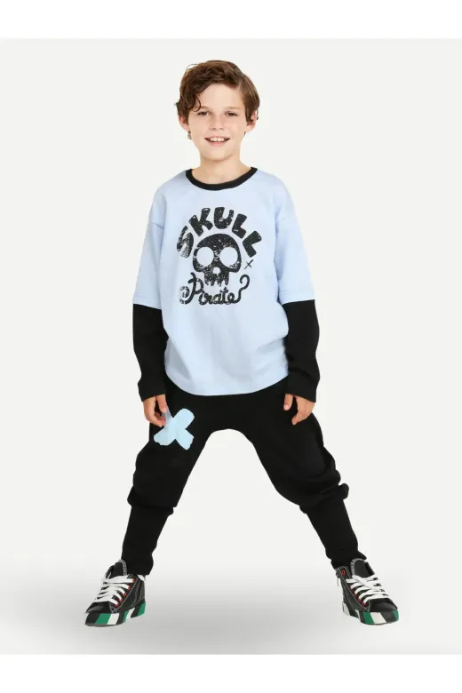 Casabony CS-23K-004 Skull Pirate Oversize T-Shirt + Baggy Pantolon Takım